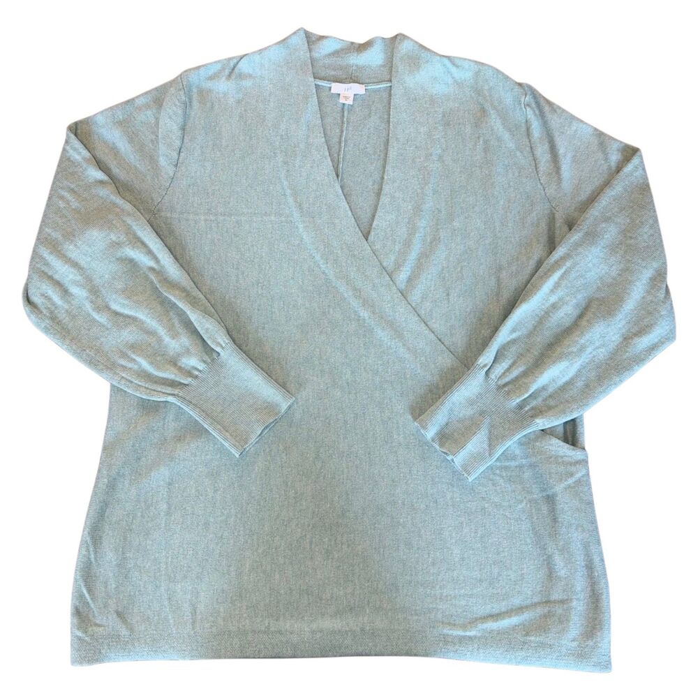J Jill Faux Wrap Sweater Pullover Lightweight Teal Blue Green Womens Size XL